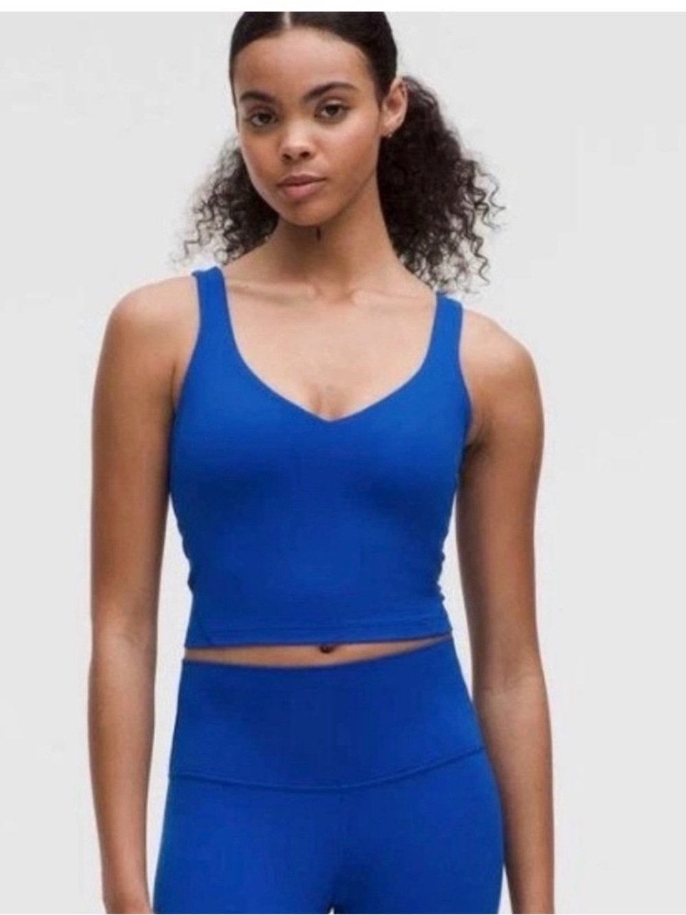 LULULEMON Align Tank Top Crop Built-In Bra Size 14 Galactic Cobalt Blue